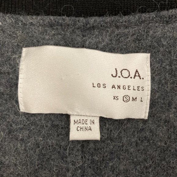 J.O.A. Chelsea Longline Bomber Jacket Size S Wool Lining Gray Asymmetrical Zip - Picture 8 of 10